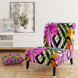 Tropical Foliage And Geometrics Mid-Century Accent Chair