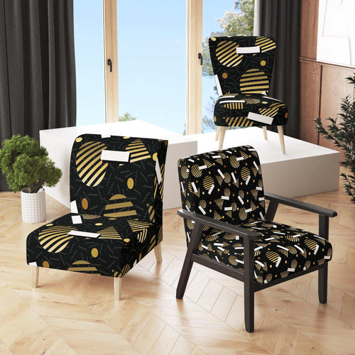 Gold Retro Circular Pattern Mid-Century Accent Chair