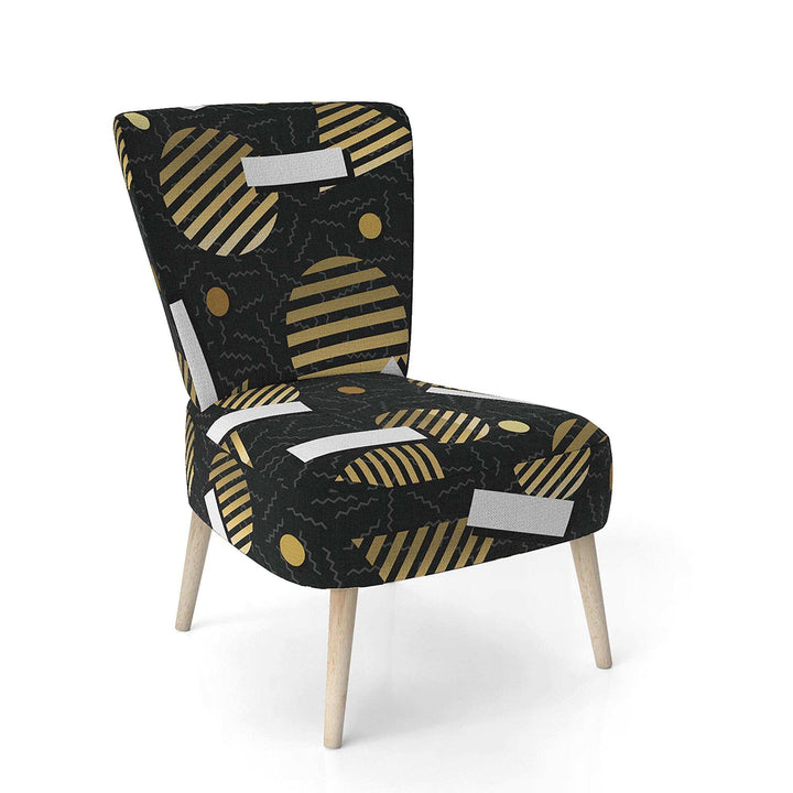 Gold Retro Circular Pattern Mid-Century Accent Chair