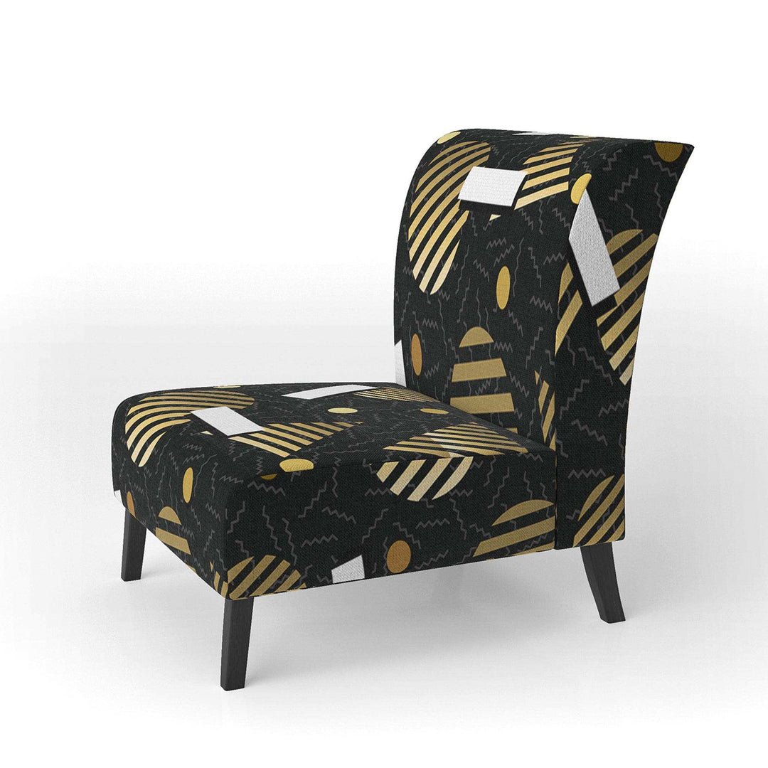 Gold Retro Circular Pattern Mid-Century Accent Chair