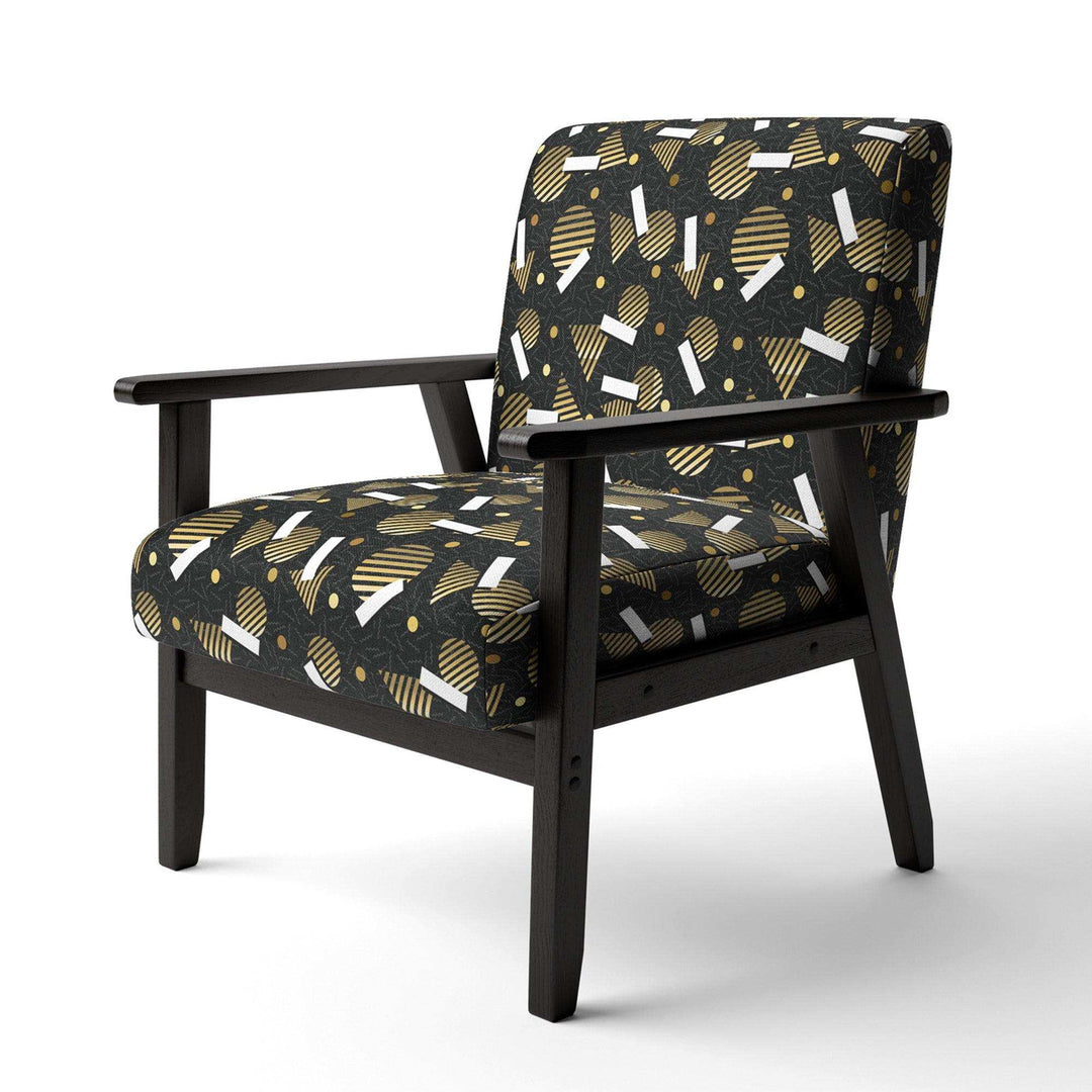 Gold Retro Circular Pattern Mid-Century Accent Chair