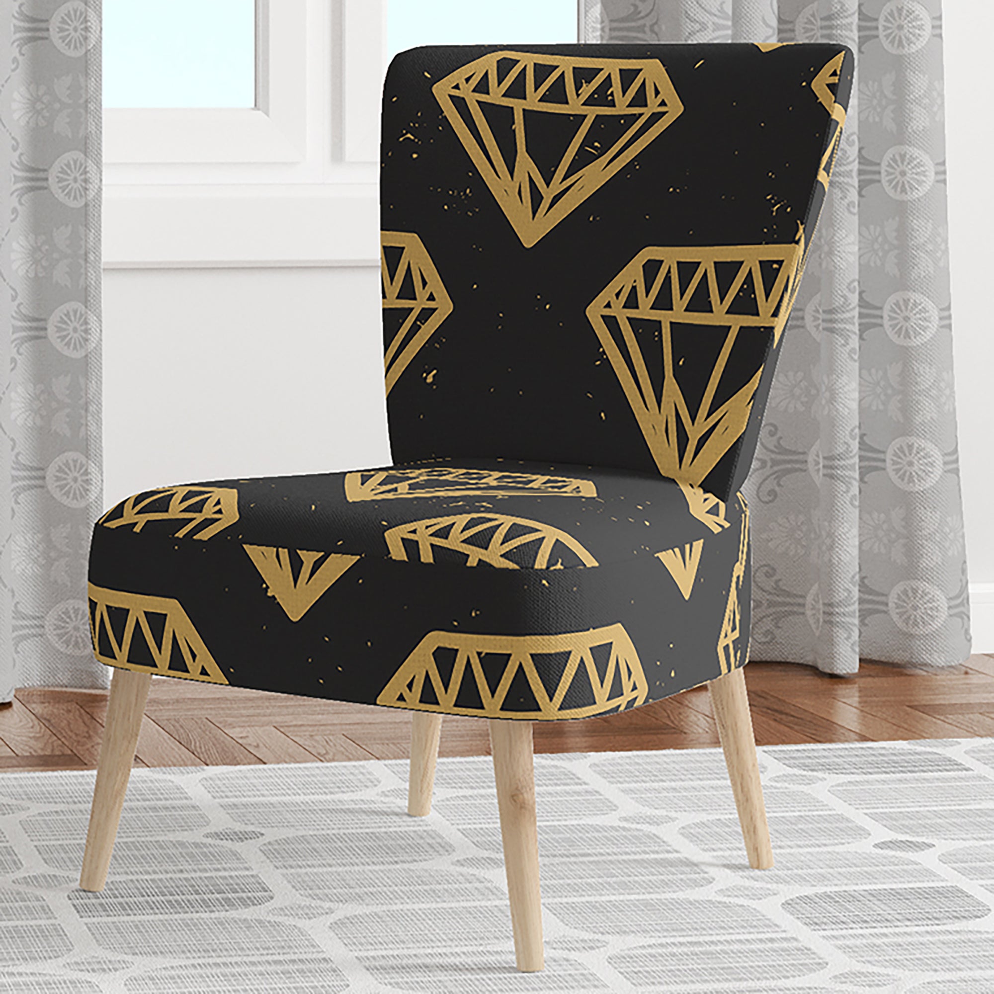 Vintage Golden Diamonds Mid-Century Accent Chair