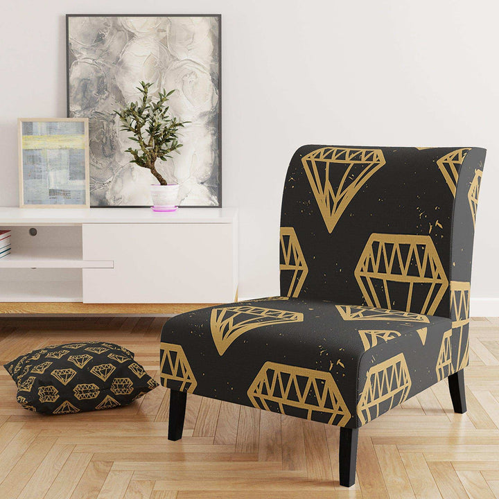 Vintage Golden Diamonds Mid-Century Accent Chair