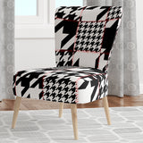 Classic Houndstooth Pattern Mid-Century Accent Chair