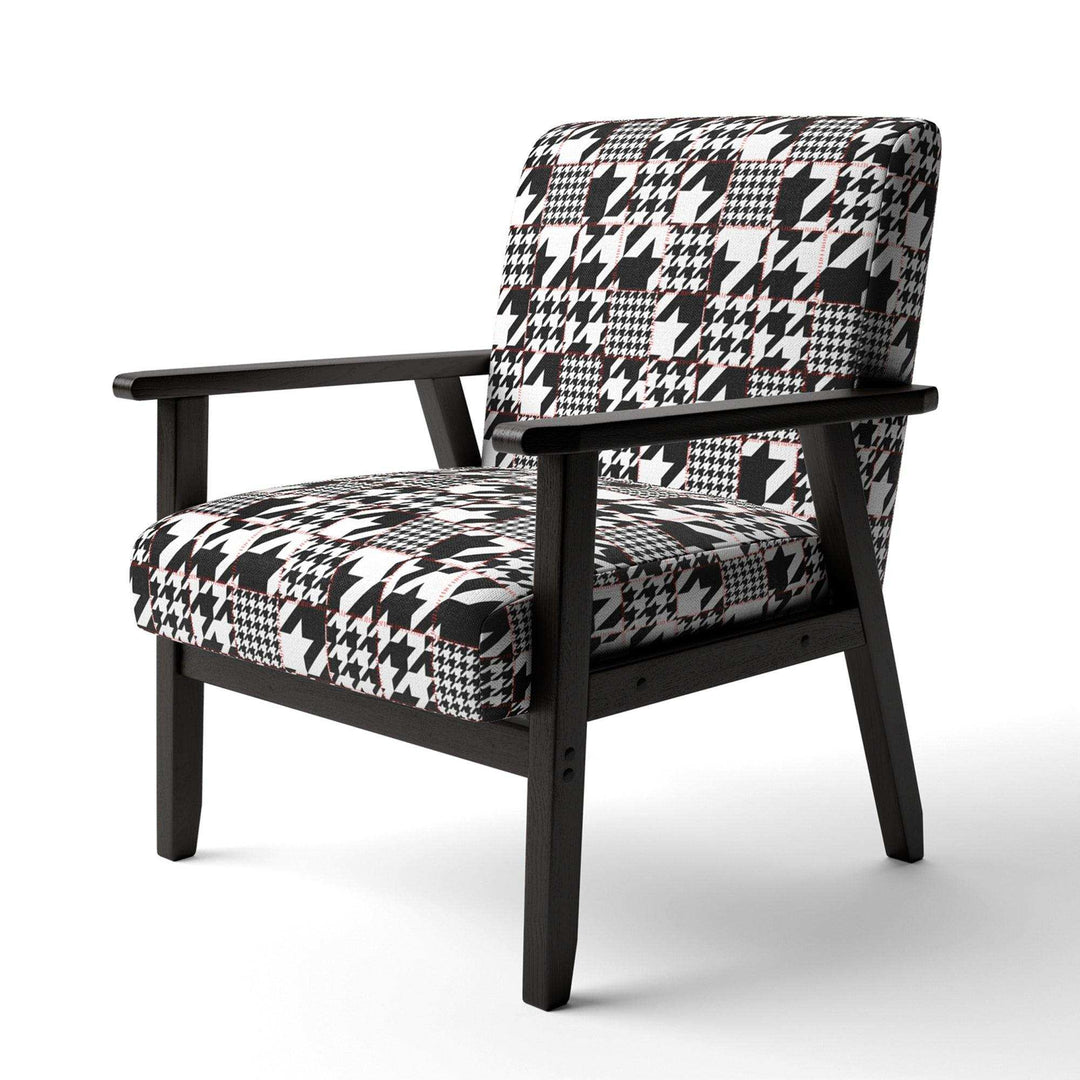 Classic Houndstooth Pattern Mid-Century Accent Chair