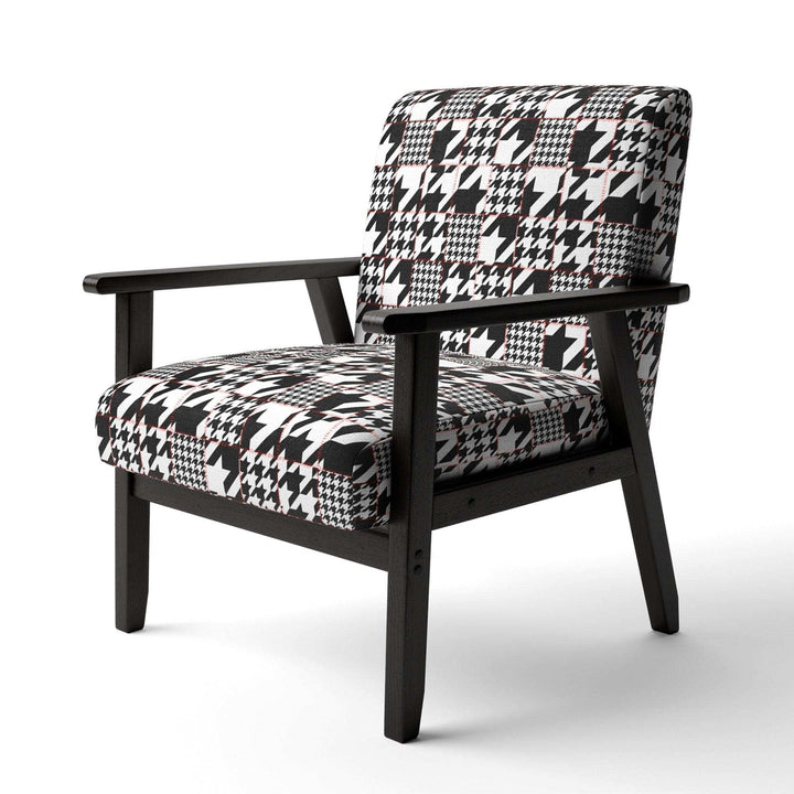 Classic Houndstooth Pattern Mid-Century Accent Chair