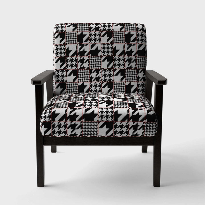 Classic Houndstooth Pattern Mid-Century Accent Chair