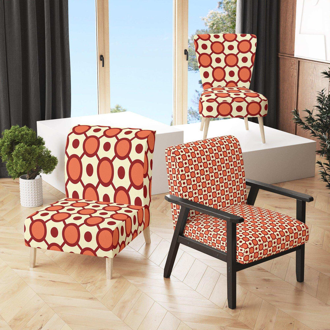 Abstract Retro Geometrical Design IX Mid-Century Accent Chair