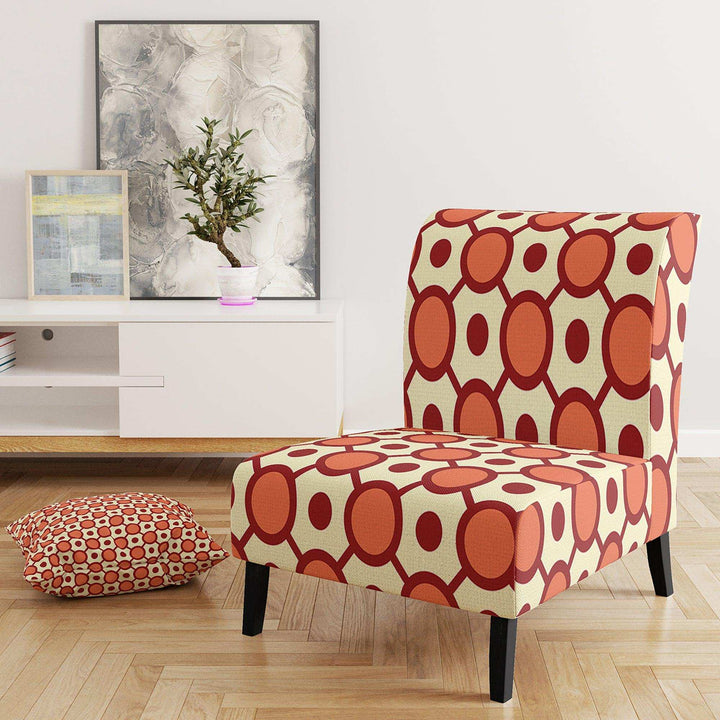 Abstract Retro Geometrical Design IX Mid-Century Accent Chair Slipper Chair