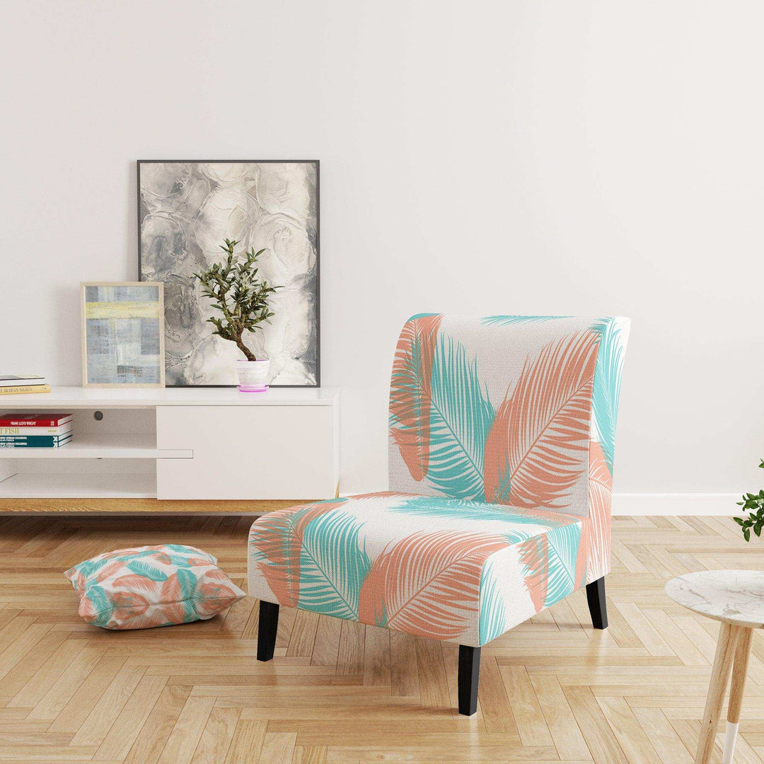 Retro Tropical Foliage II Mid-Century Accent Chair