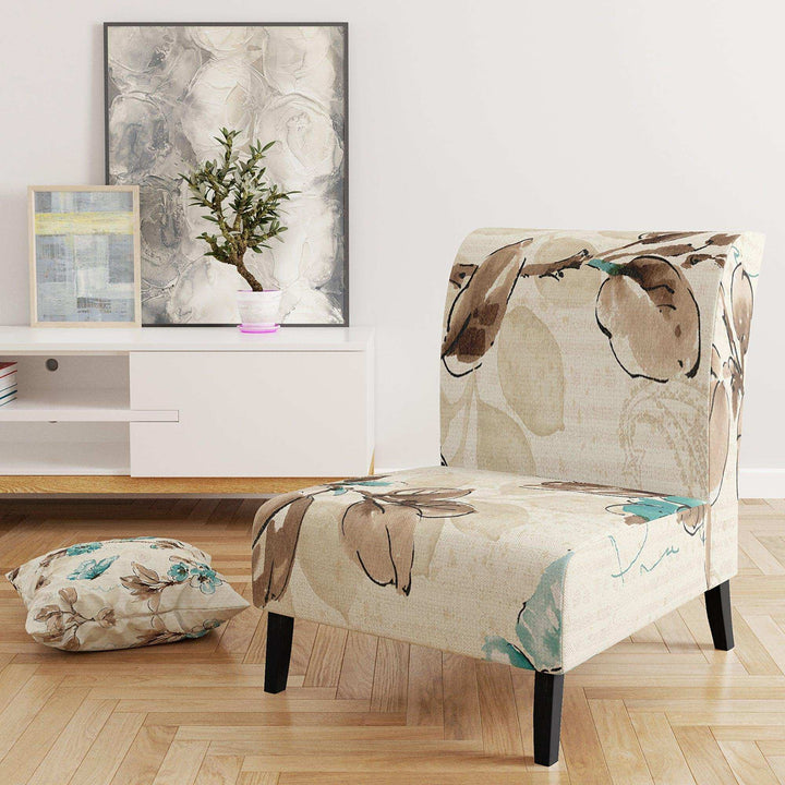 Beige Bird Wings Cottage Accent Chair