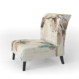 Beige Bird Wings Cottage Accent Chair