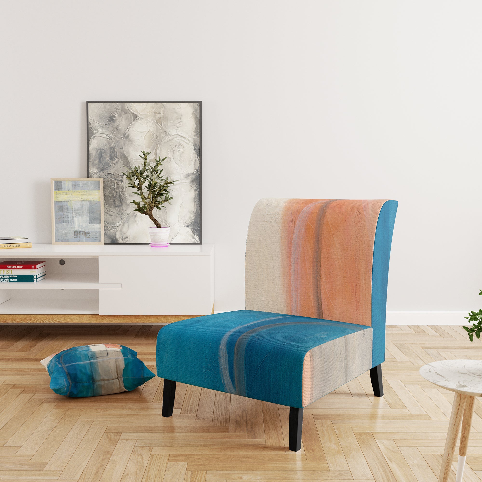 Modern Simply Blue Mid-Century Accent Chair