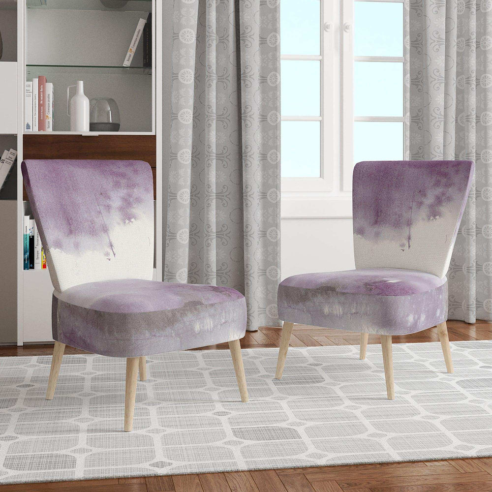 Midnight at the Lake III Amethyst and Grey Shabby Chic Accent Chair