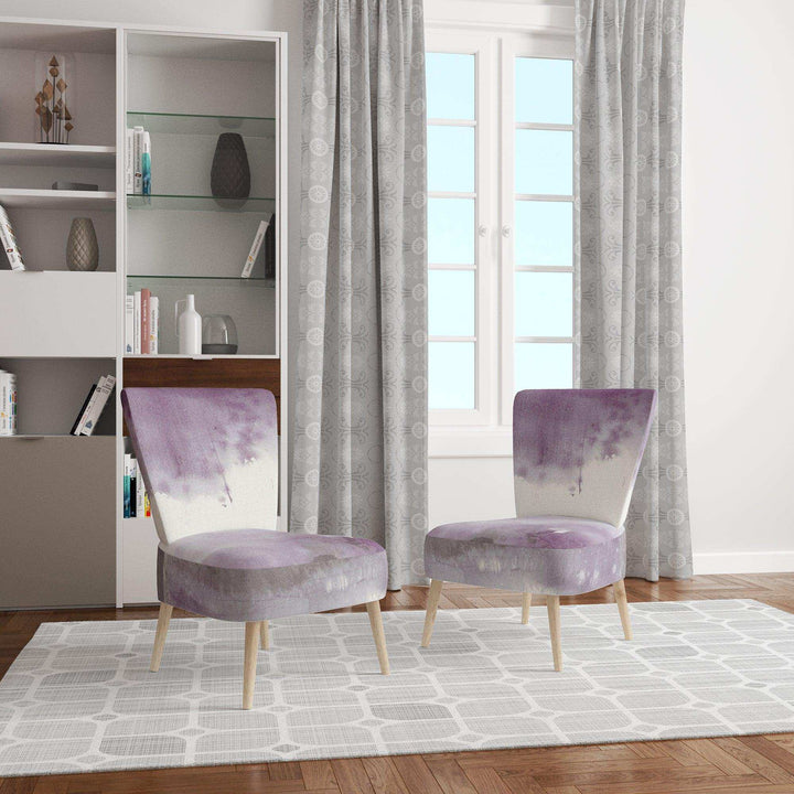 Midnight at the Lake III Amethyst and Grey Shabby Chic Accent Chair