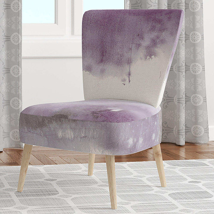 Midnight at the Lake III Amethyst and Grey Shabby Chic Accent Chair