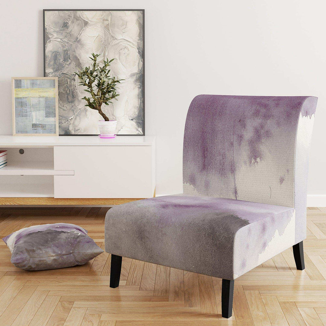 Midnight at the Lake III Amethyst and Grey Shabby Chic Accent Chair