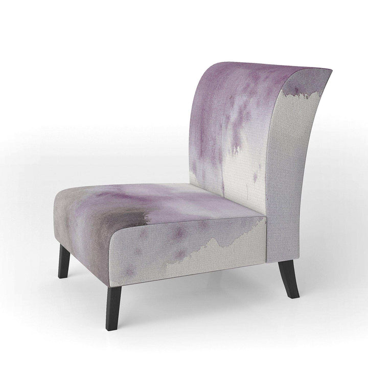 Midnight at the Lake III Amethyst and Grey Shabby Chic Accent Chair