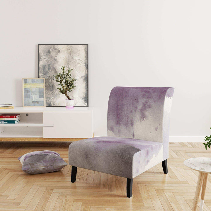 Midnight at the Lake III Amethyst and Grey Shabby Chic Accent Chair