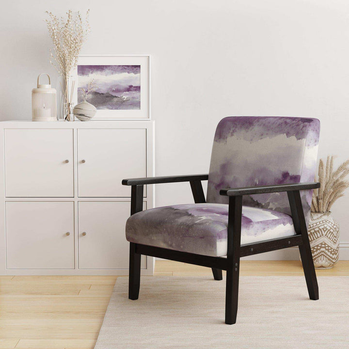 Midnight at the Lake III Amethyst and Grey Shabby Chic Accent Chair