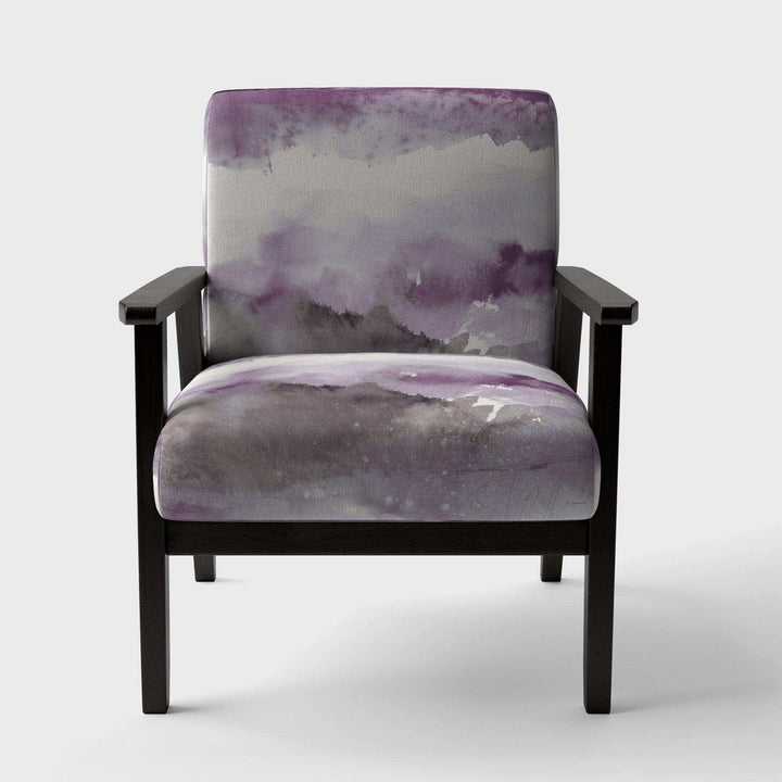 Midnight at the Lake III Amethyst and Grey Shabby Chic Accent Chair