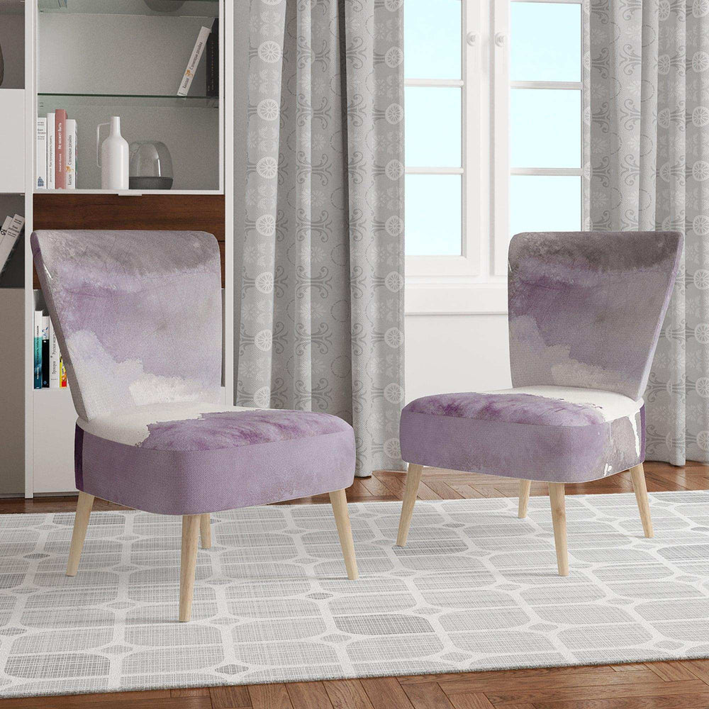 Midnight at the Lake II Amethyst and Grey Shabby Chic Accent Chair