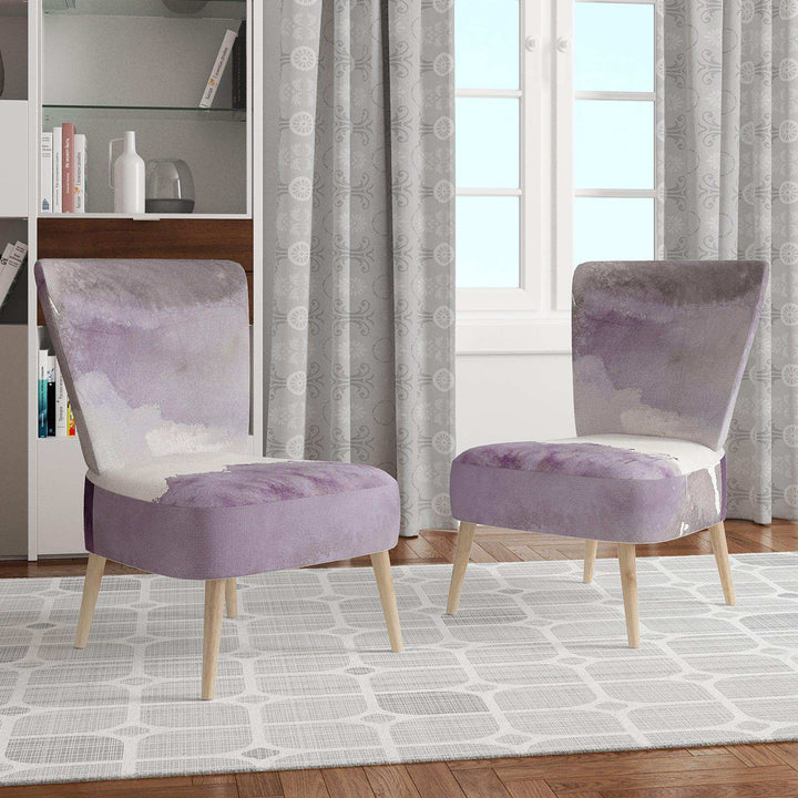 Midnight at the Lake II Amethyst and Grey Shabby Chic Accent Chair