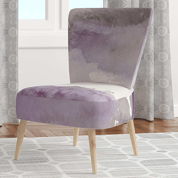 Midnight at the Lake II Amethyst and Grey Shabby Chic Accent Chair