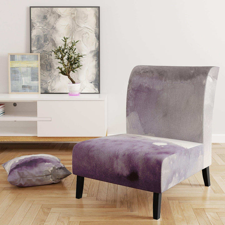 Midnight at the Lake II Amethyst and Grey Shabby Chic Accent Chair
