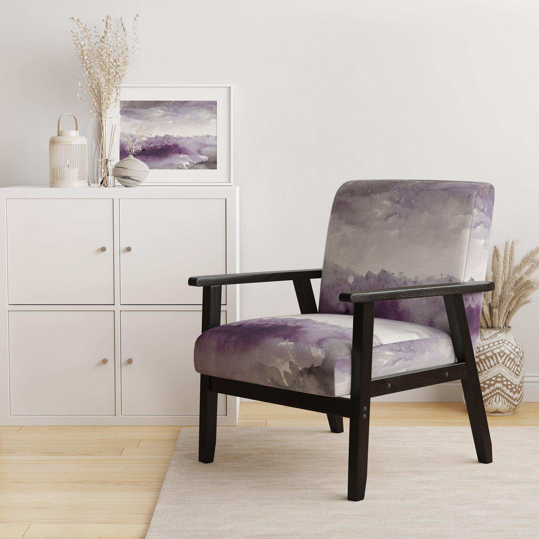 Midnight at the Lake II Amethyst and Grey Shabby Chic Accent Chair