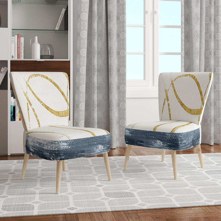 Gold Abstract Geometric Shape Modern Accent Chair