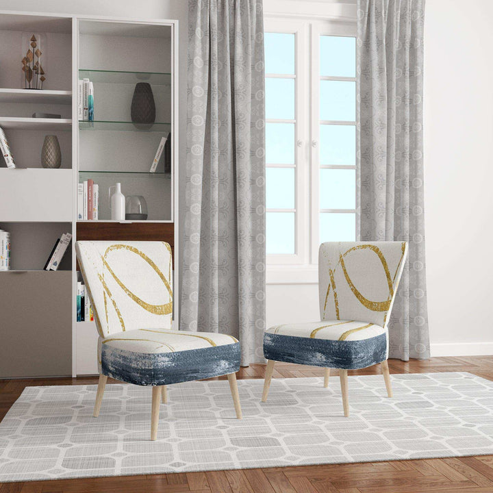 Gold Abstract Geometric Shape Modern Accent Chair