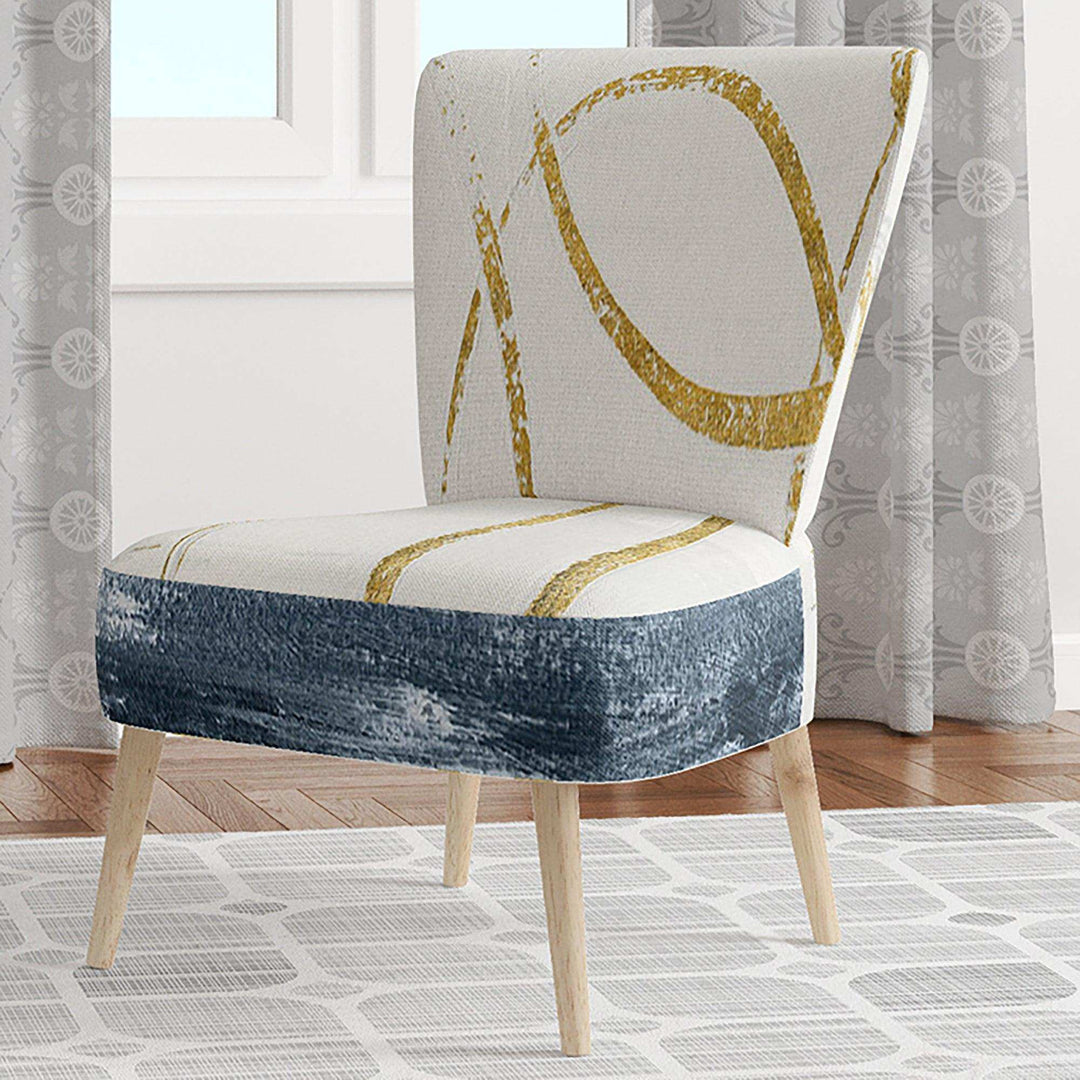 Gold Abstract Geometric Shape Modern Accent Chair
