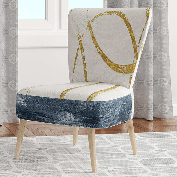 Gold Abstract Geometric Shape Modern Accent Chair