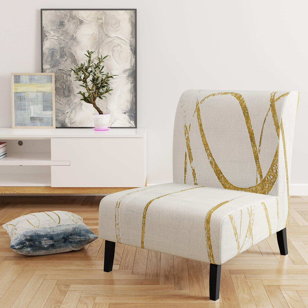 Gold Abstract Geometric Shape Modern Accent Chair