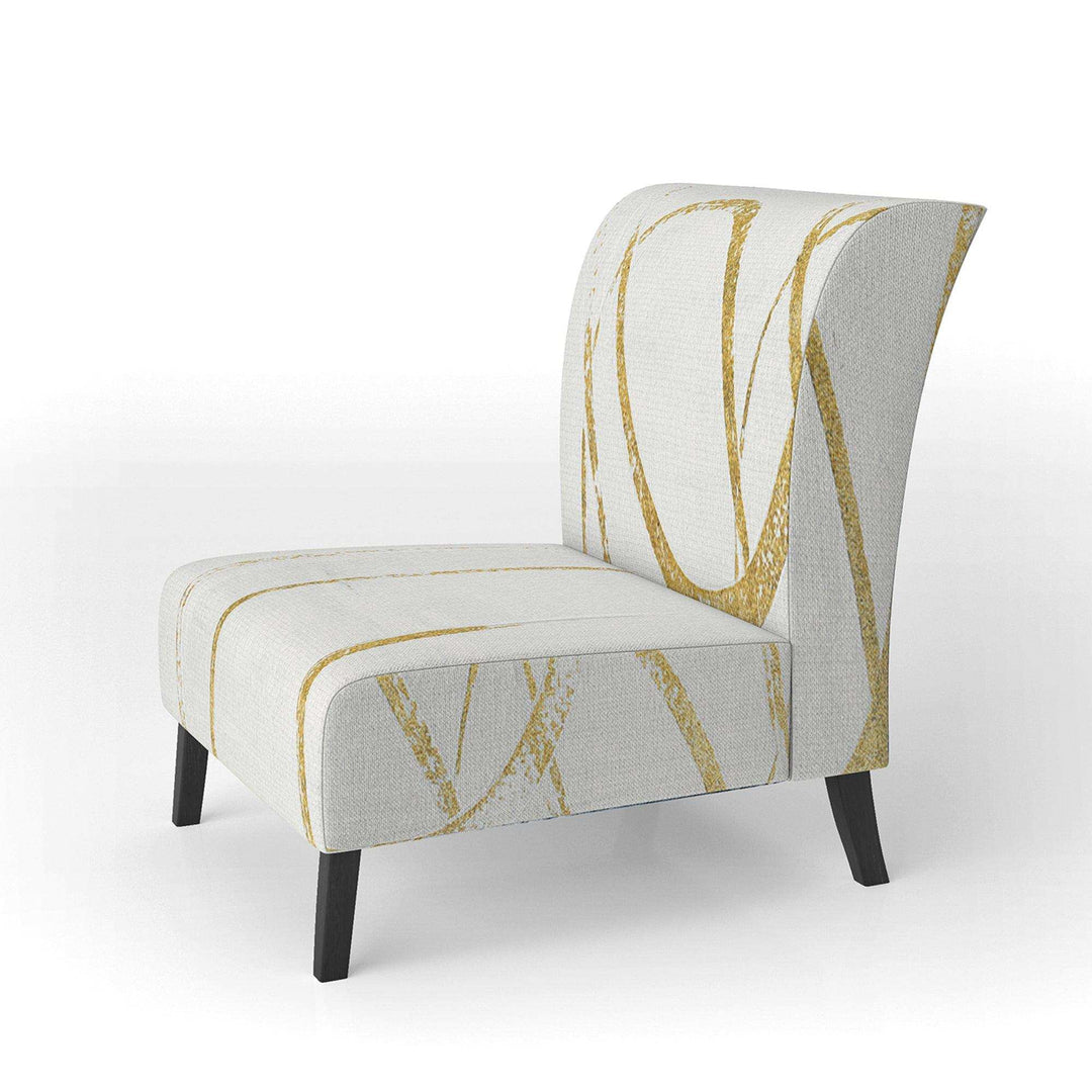 Gold Abstract Geometric Shape Modern Accent Chair