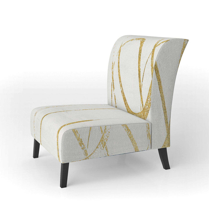 Gold Abstract Geometric Shape Modern Accent Chair