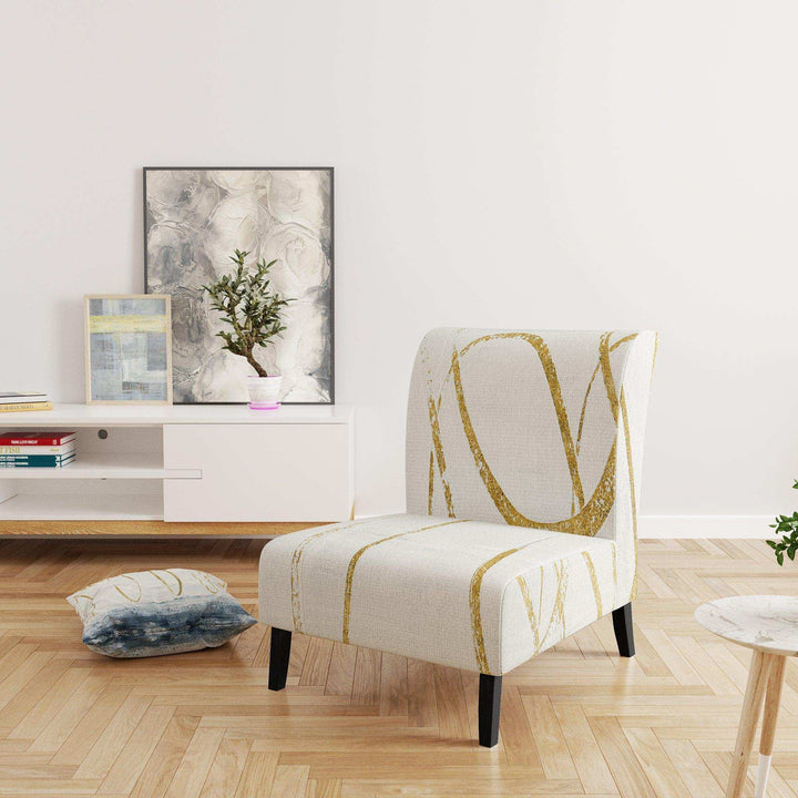 Gold Abstract Geometric Shape Modern Accent Chair