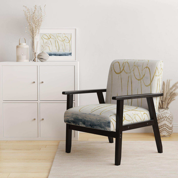 Gold Abstract Geometric Shape Modern Accent Chair