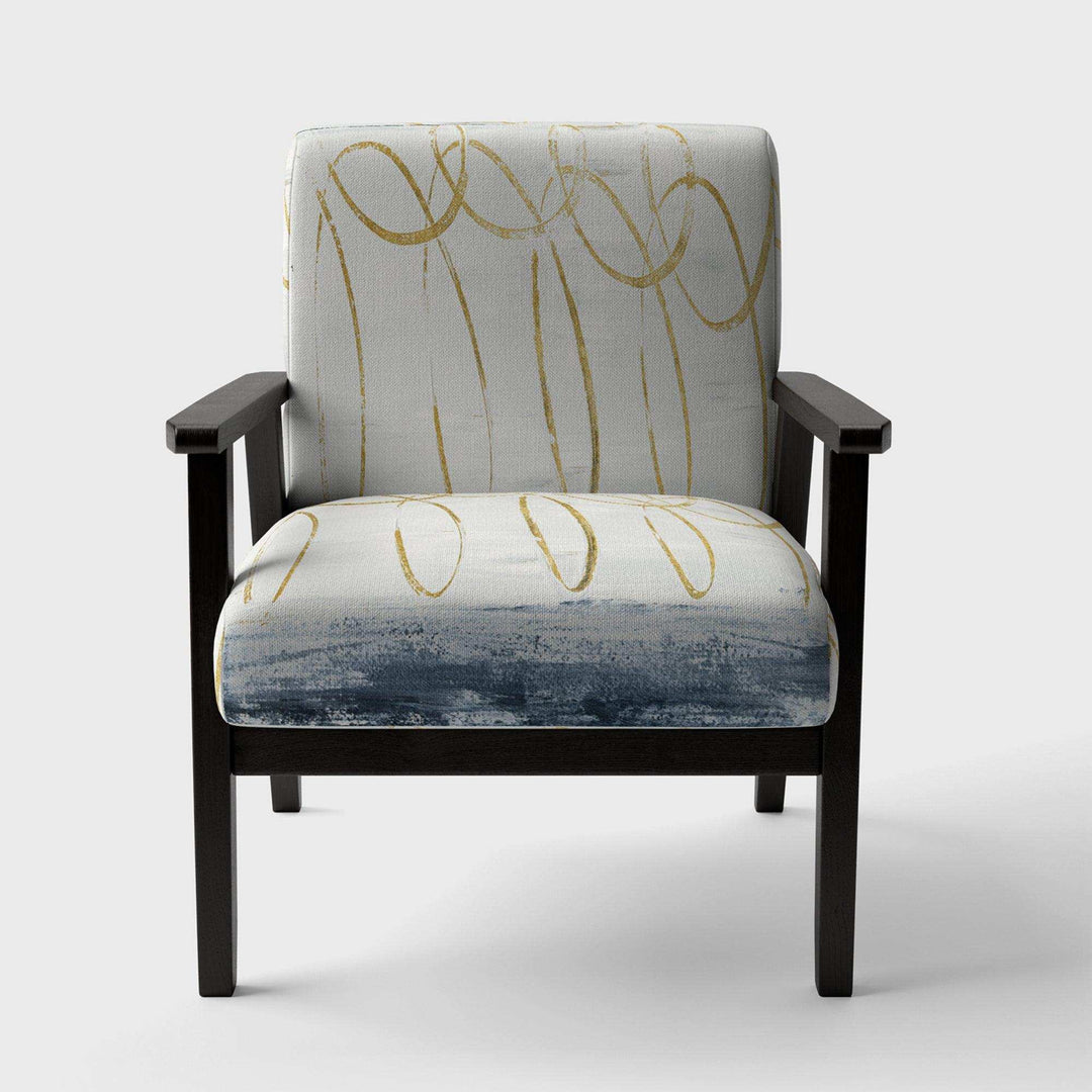 Gold Abstract Geometric Shape Modern Accent Chair