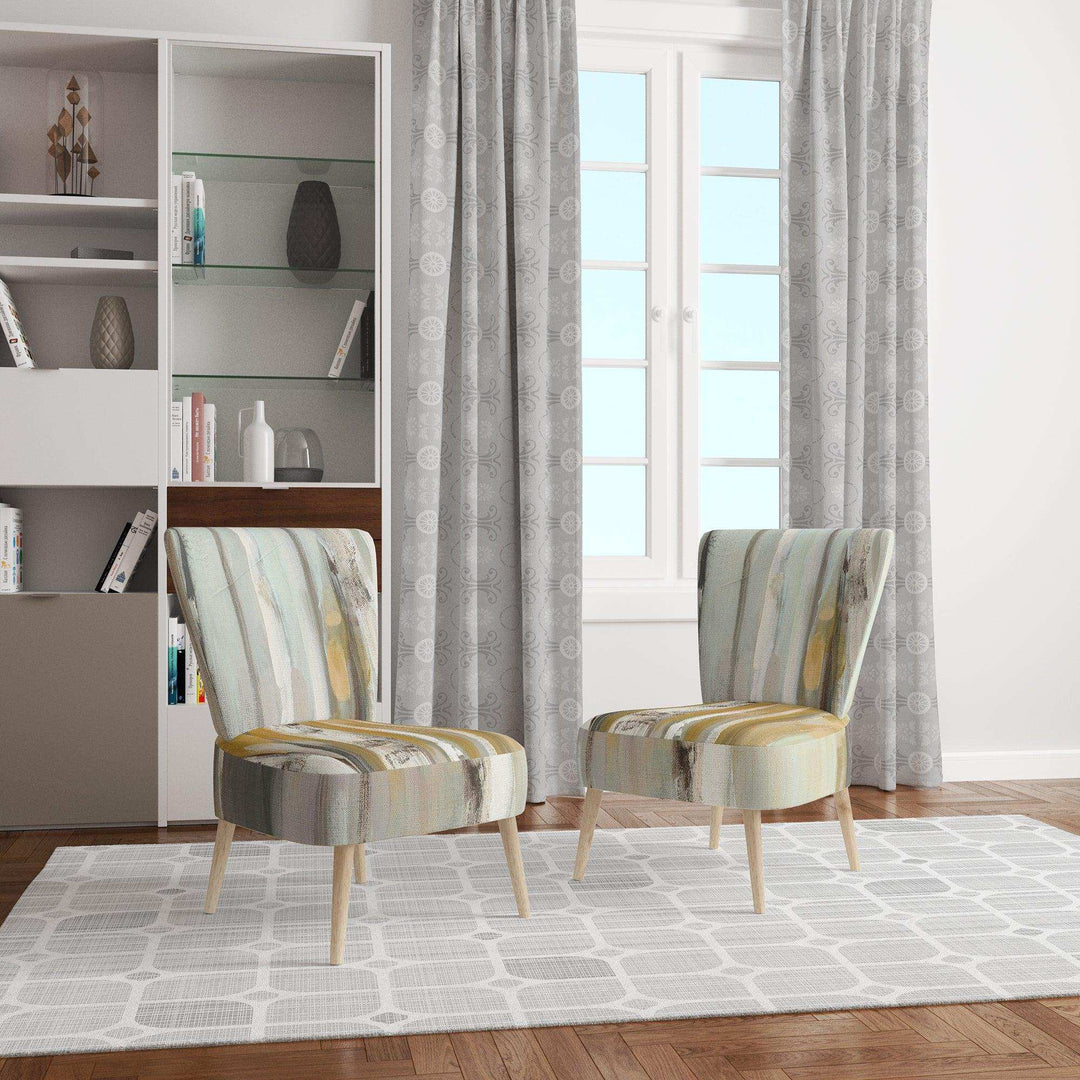 Silver and Yellow Birch Forest Cottage Accent Chair