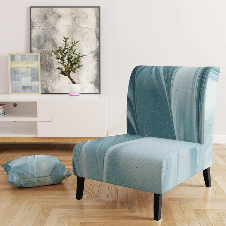 Blue Modern Water III Glam Accent Chair