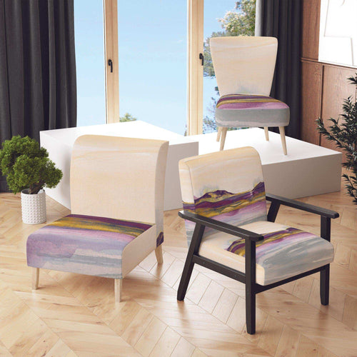 Painted Purple and Gold Landscape II - Farmhouse Accent Chair