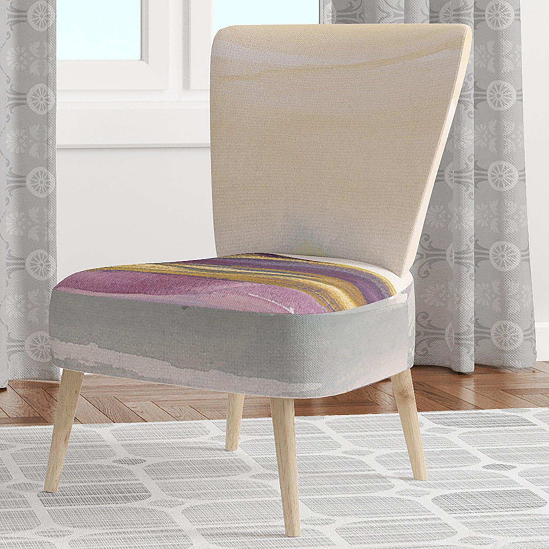 Painted Purple and Gold Landscape II Shabby Chic Accent Chair
