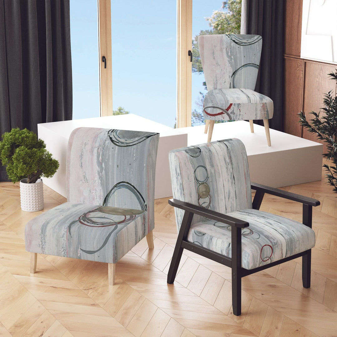 Whitewashed Syrah Modern Geometric Accent Chair