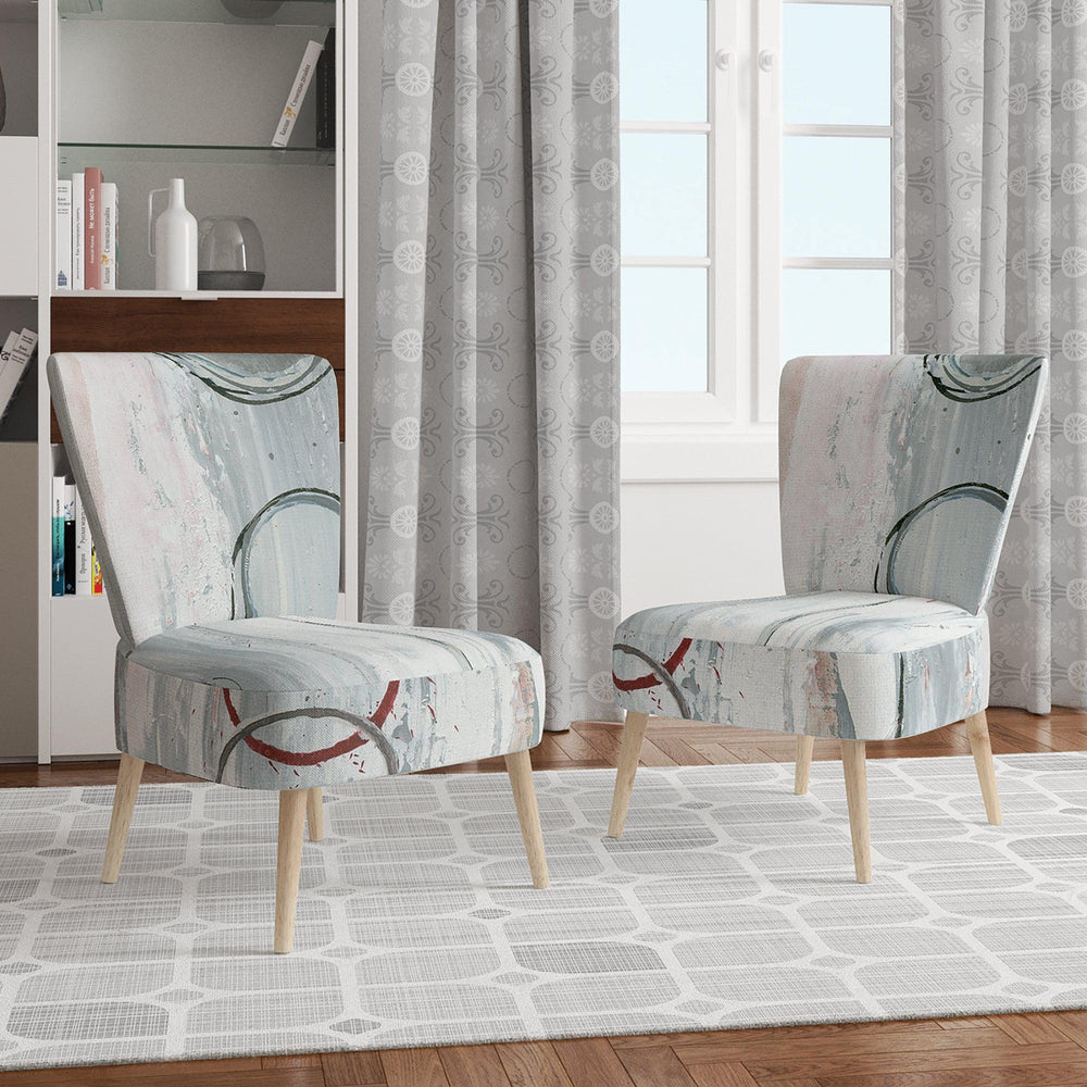 Whitewashed Syrah Modern Geometric Accent Chair