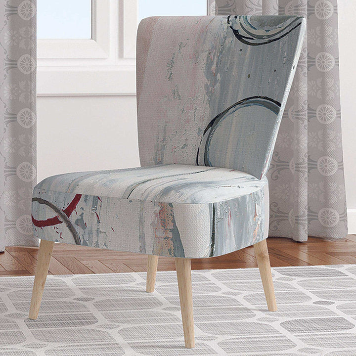 Whitewashed Syrah Modern Geometric Accent Chair
