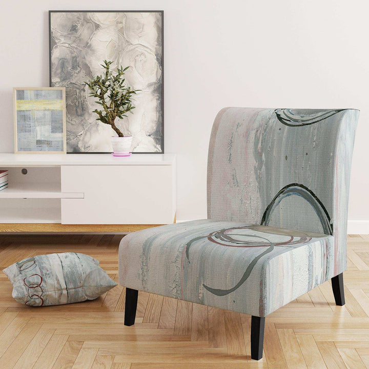 Whitewashed Syrah Modern Geometric Accent Chair