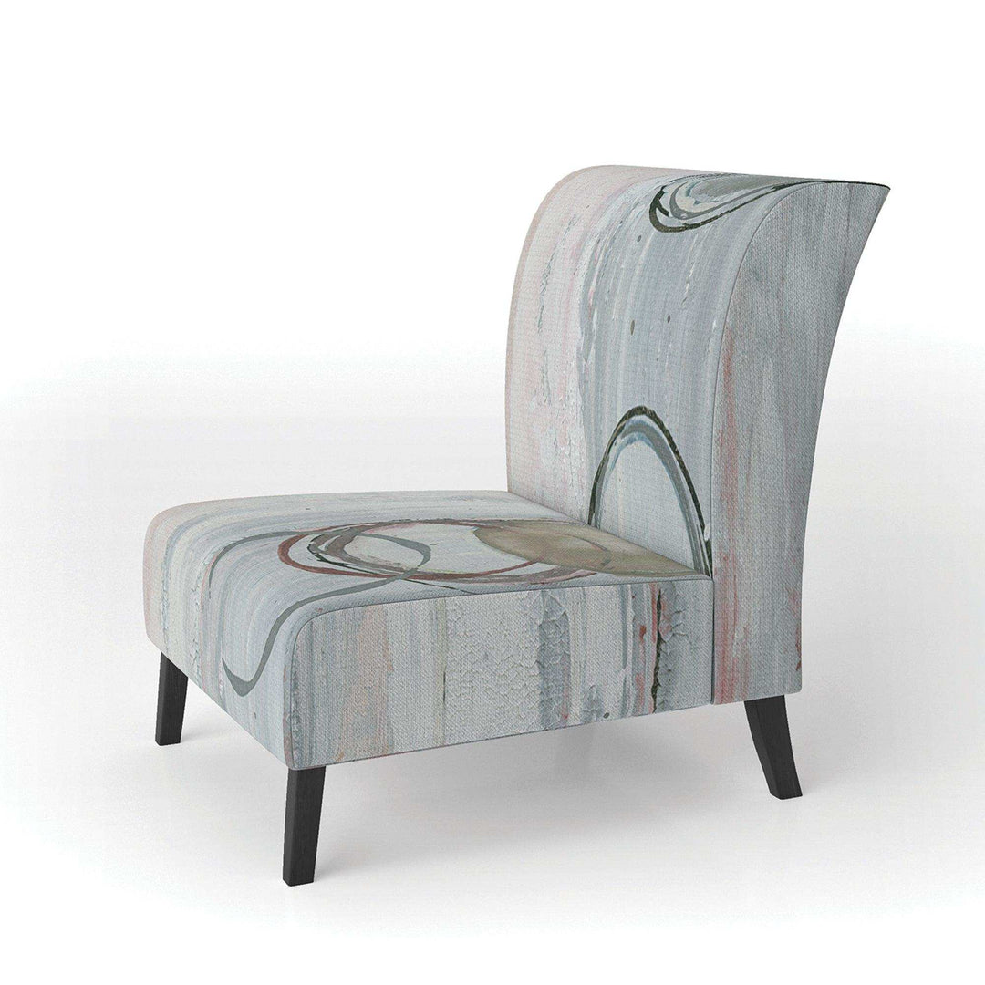 Whitewashed Syrah Modern Geometric Accent Chair
