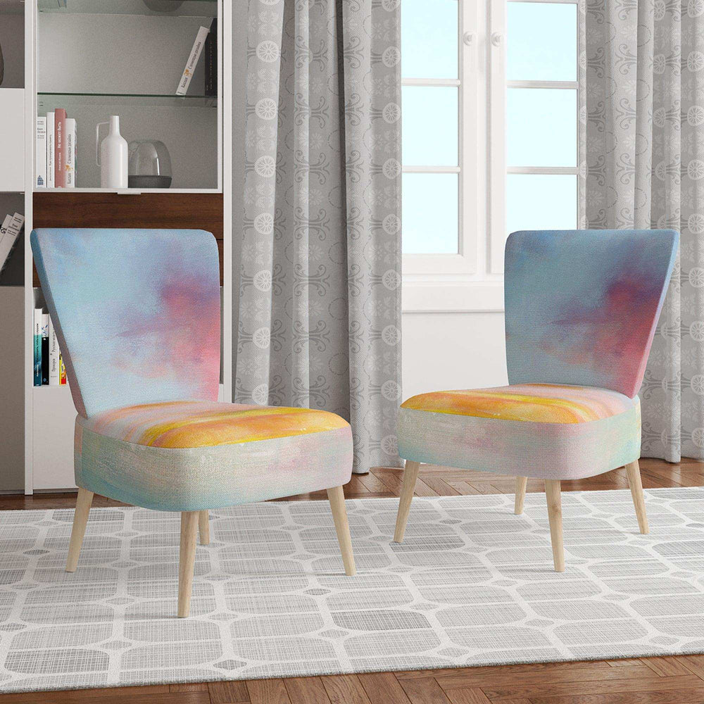Pastel Pink And Blue Clouds Traditional Accent Chair